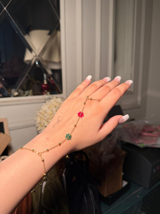 Flower beaded hand chain