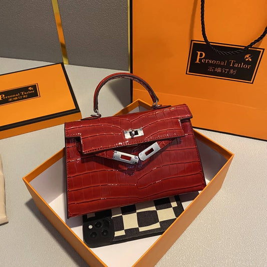 Red vine shine mini kelly bag( in stock)