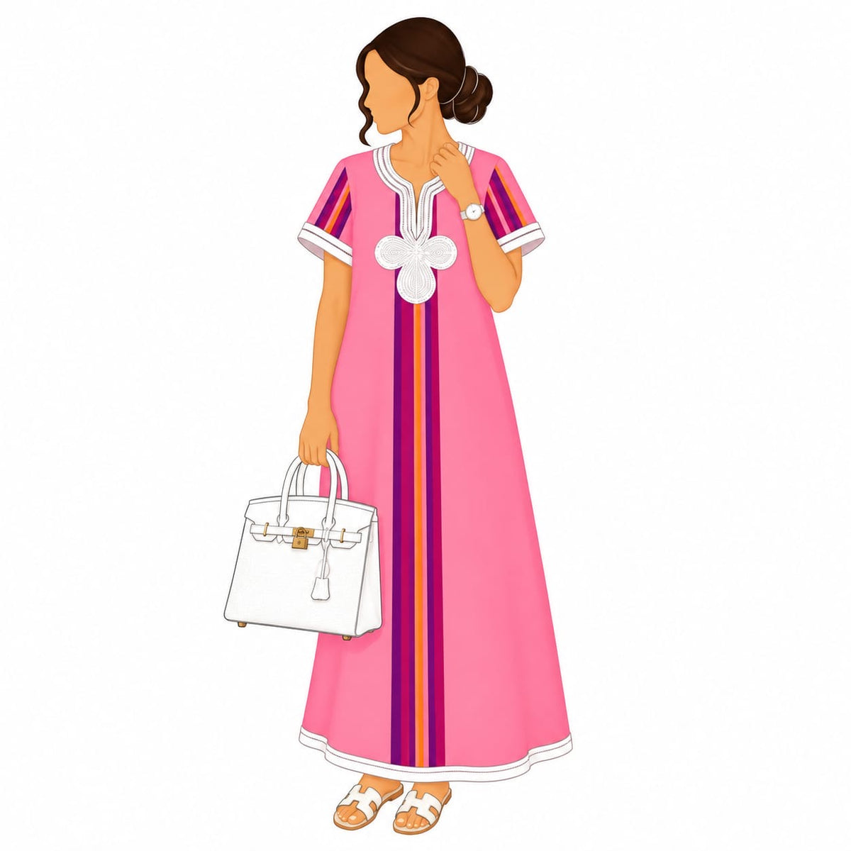 Pink Desi Girl Metal Phone Charm Sticker