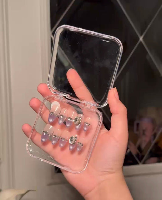 Silver sparks hand made nails L5