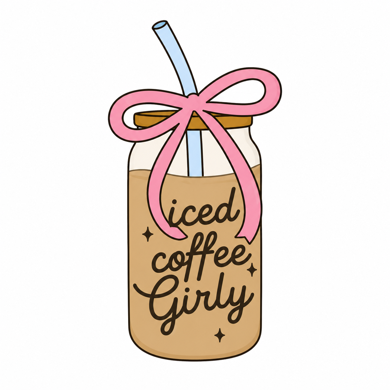 Iced Coffee Girly Metal Phone Charm Sticker