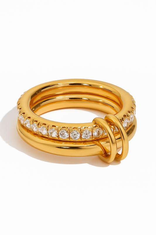 White Gold plated gem stone ring (size 7)