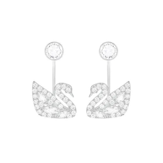 Swarovski Swan Pierced Earrings, White crystals, Rhodium plated (Immediate Delivery Available) COME’S WITH BRANDED PACKAGING
