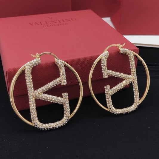 Silver Valentino big round studded hoops (instock)