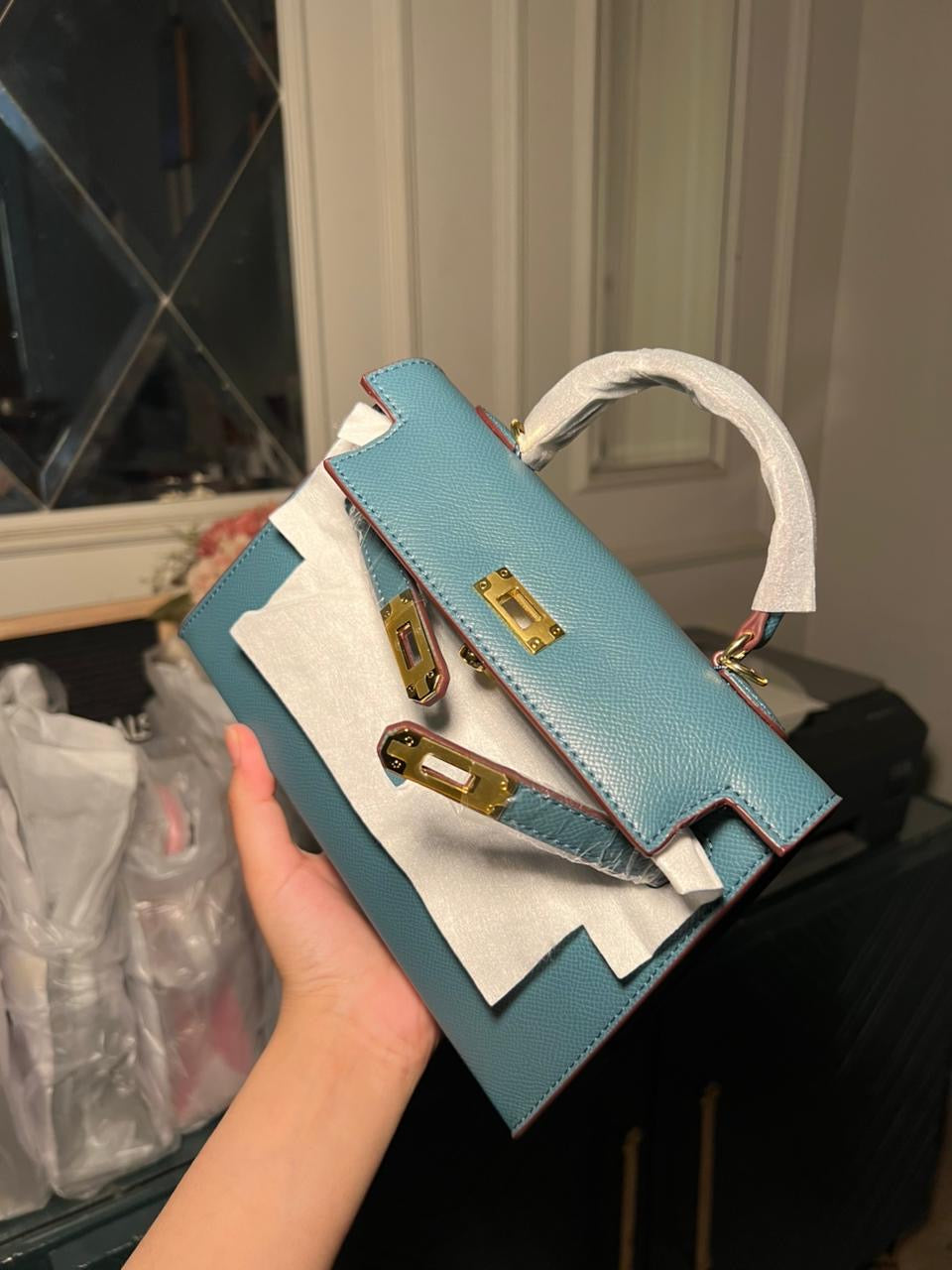 Blue Mini Kelly Bag (available for immediate delivery)