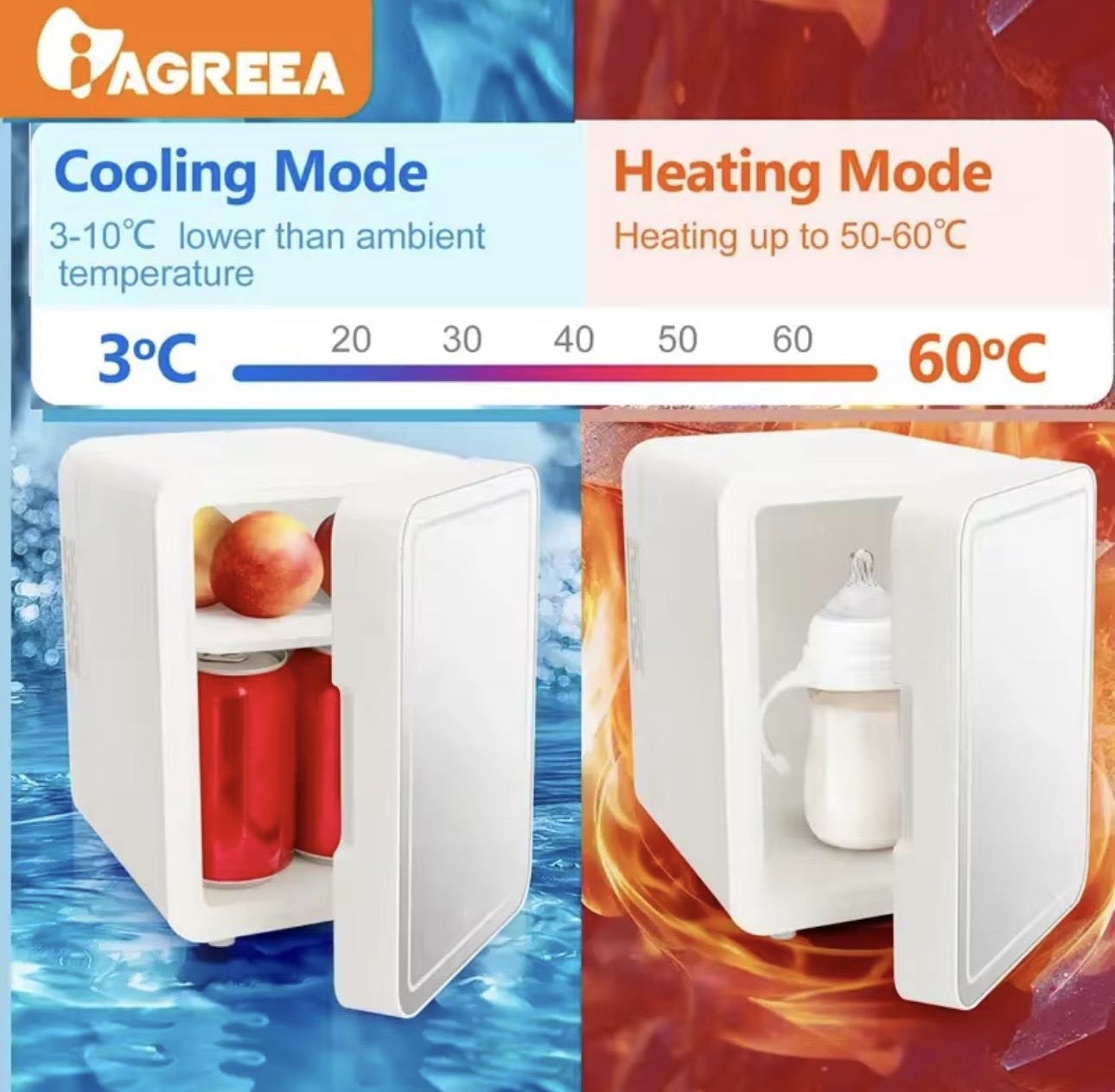 4L Small LED mirror portable fridge