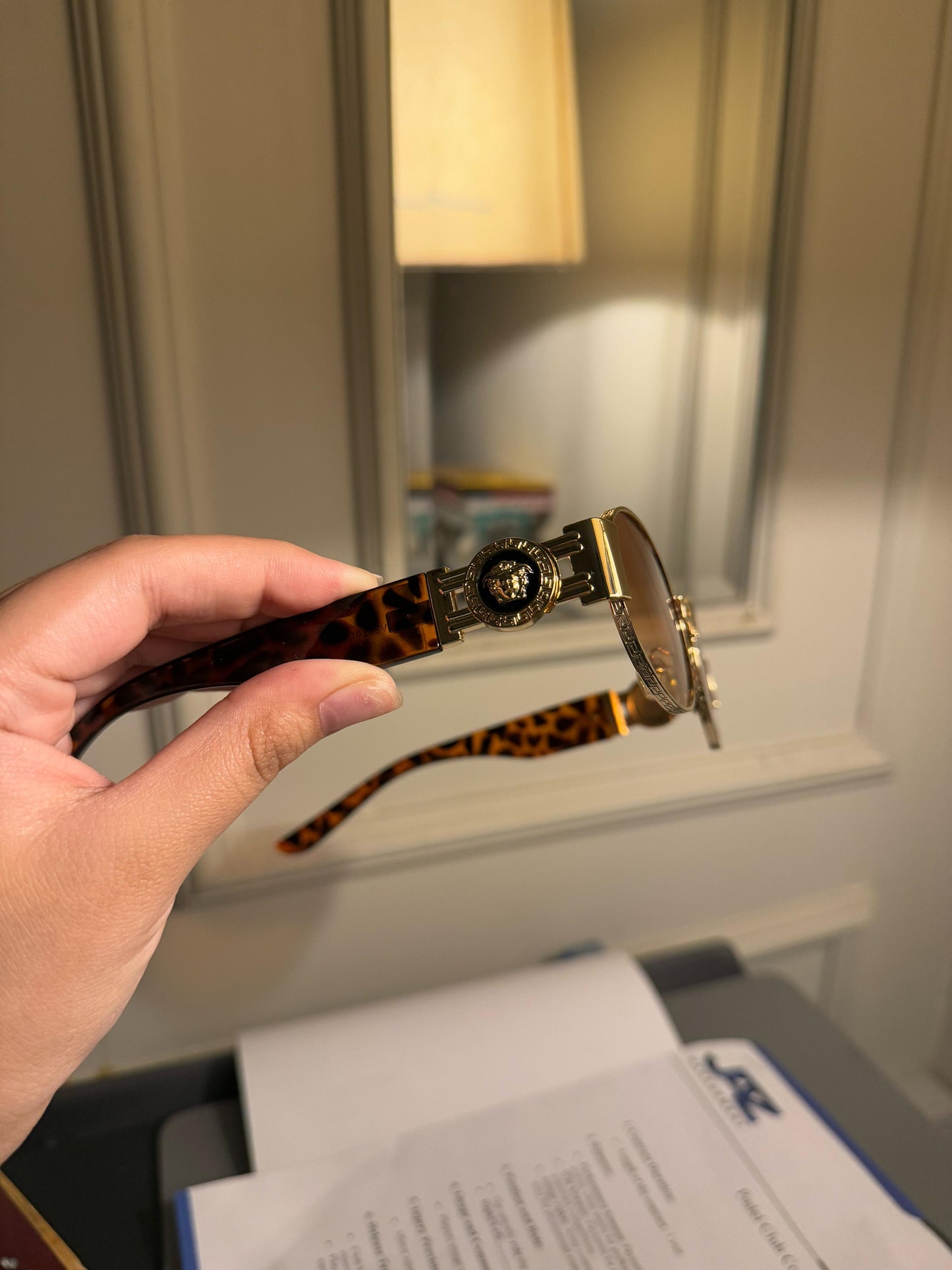 Cheetah print metal frame Versace glasses