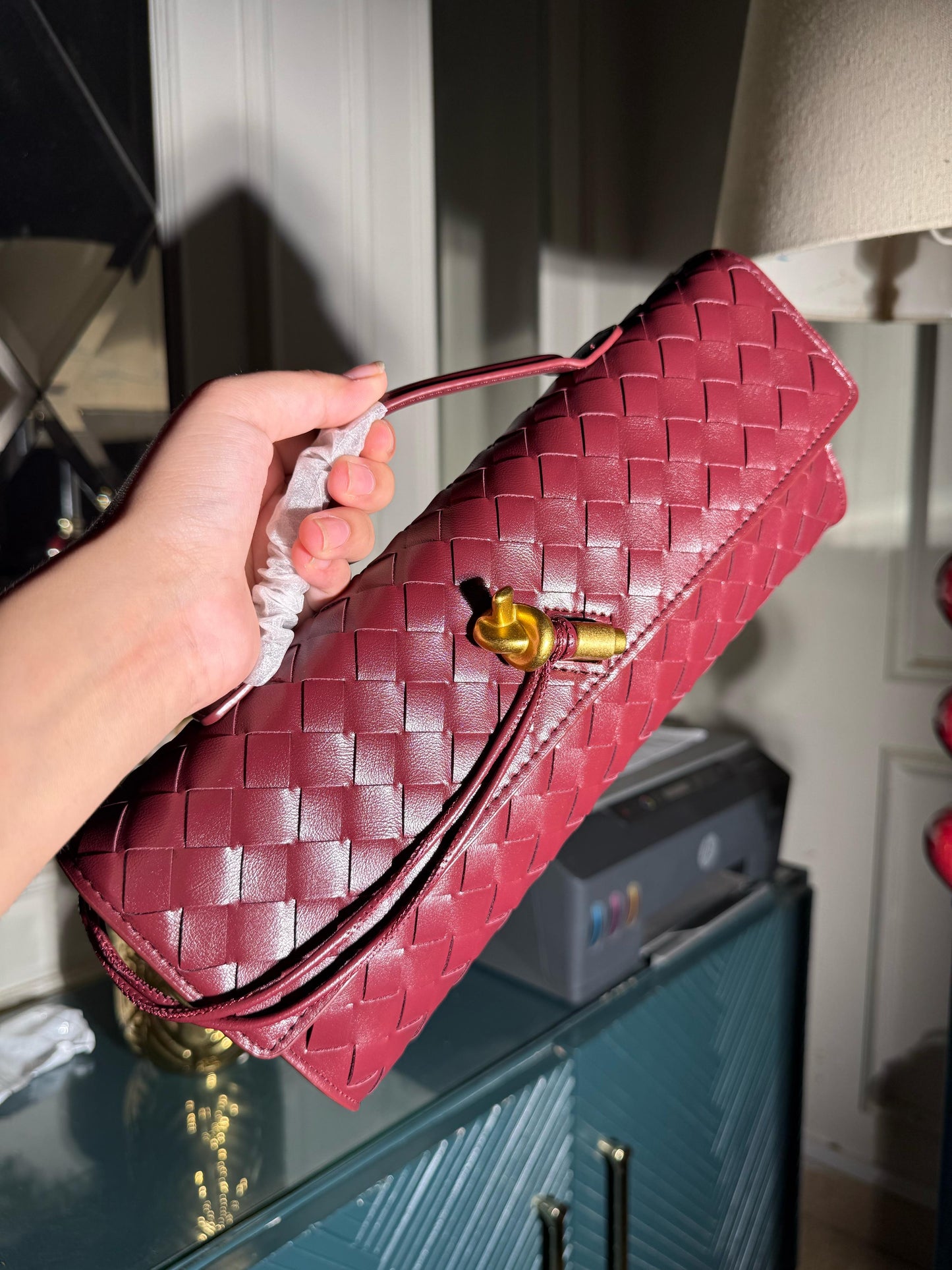 Bottega Veneta Red Vine Long Bag (IMMEDIATE DELIVERY AVAILABLE) (WITH BOX)