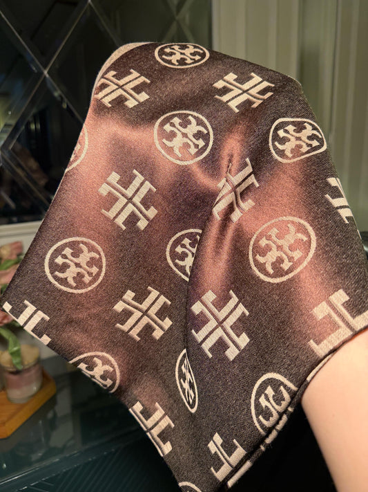 TORY BURCH Dark brown scarf/ stole (IMMEDIATE DELIVERY AVAILABLE)