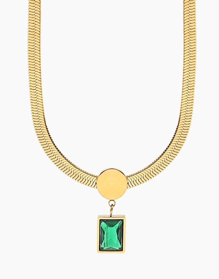 Emerald gold necklace