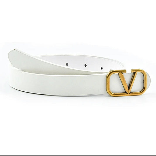 White Valentino leather belt