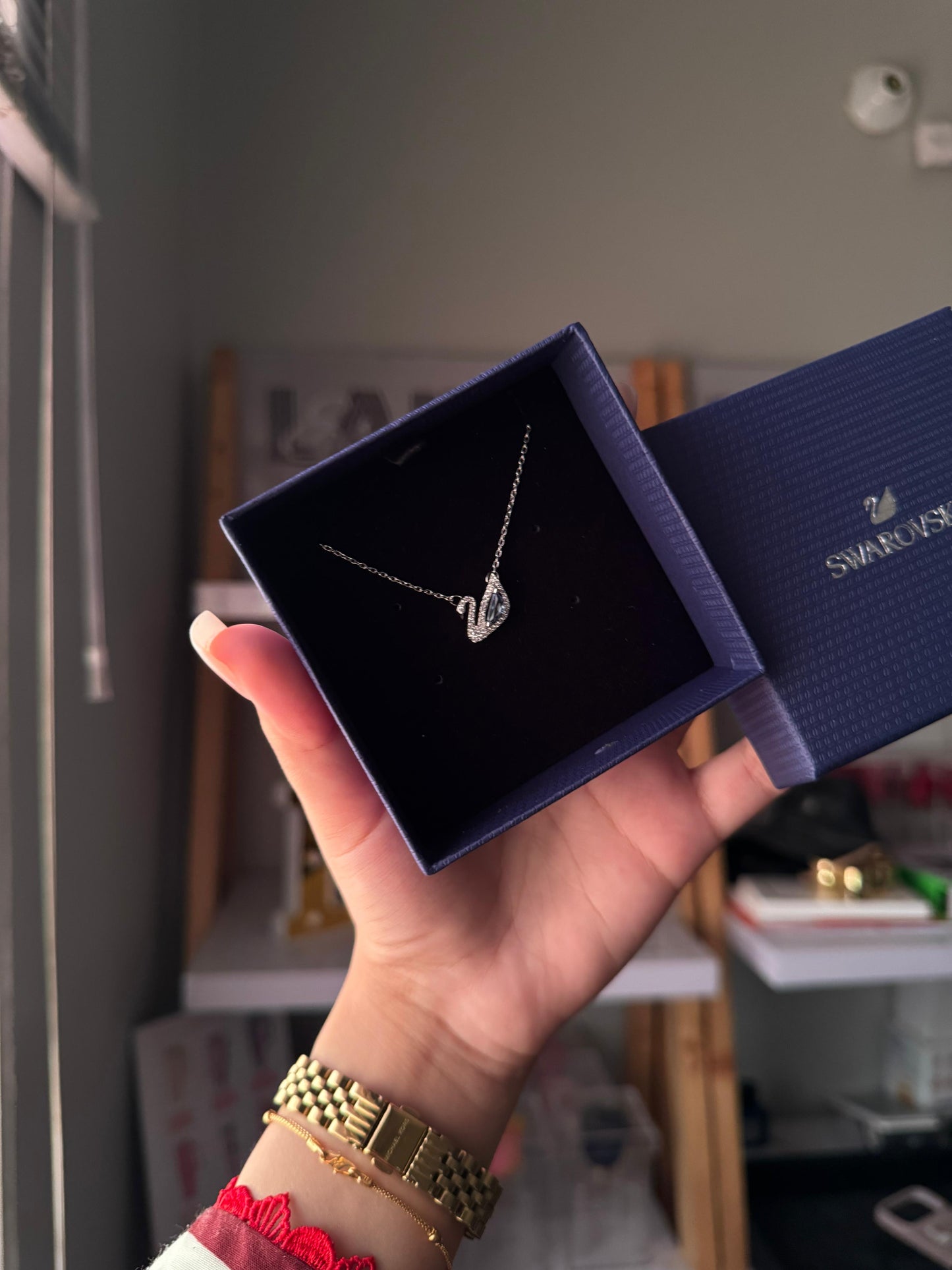 Swarovski Swan Pendant, Blue stone, Rhodium plated (Immediate Delivery Available) COME’S WITH BRANDED PACKAGING