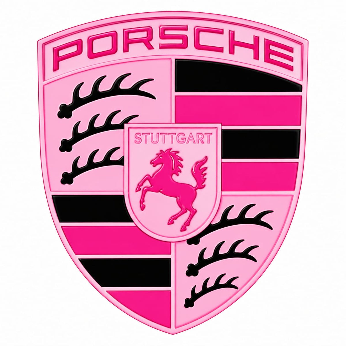 Pink Porsche Crest Metal Phone Charm Sticker