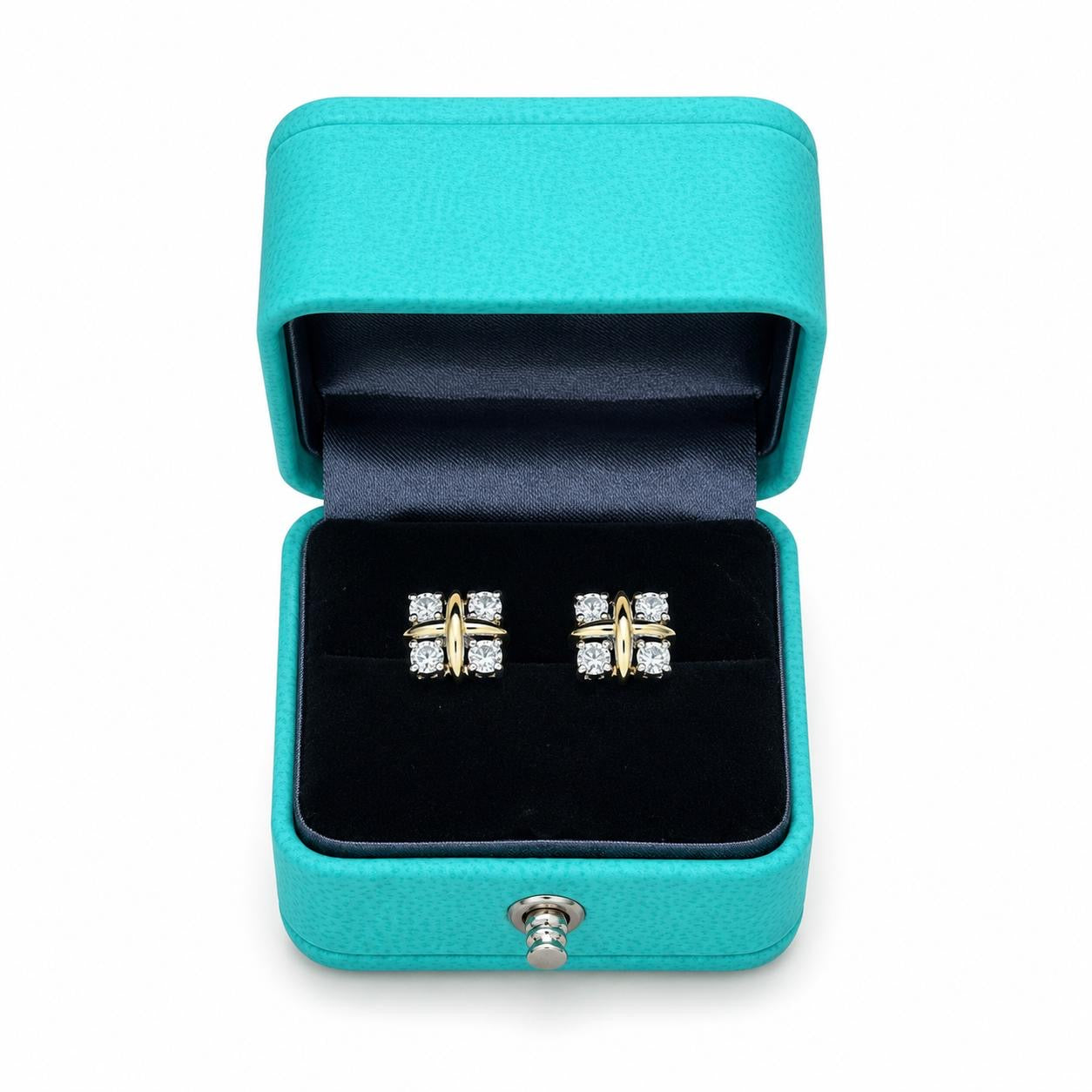 Tiffany & Co. Crystal Cross Stud Earrings(With Box & Proper Brand Packaging)