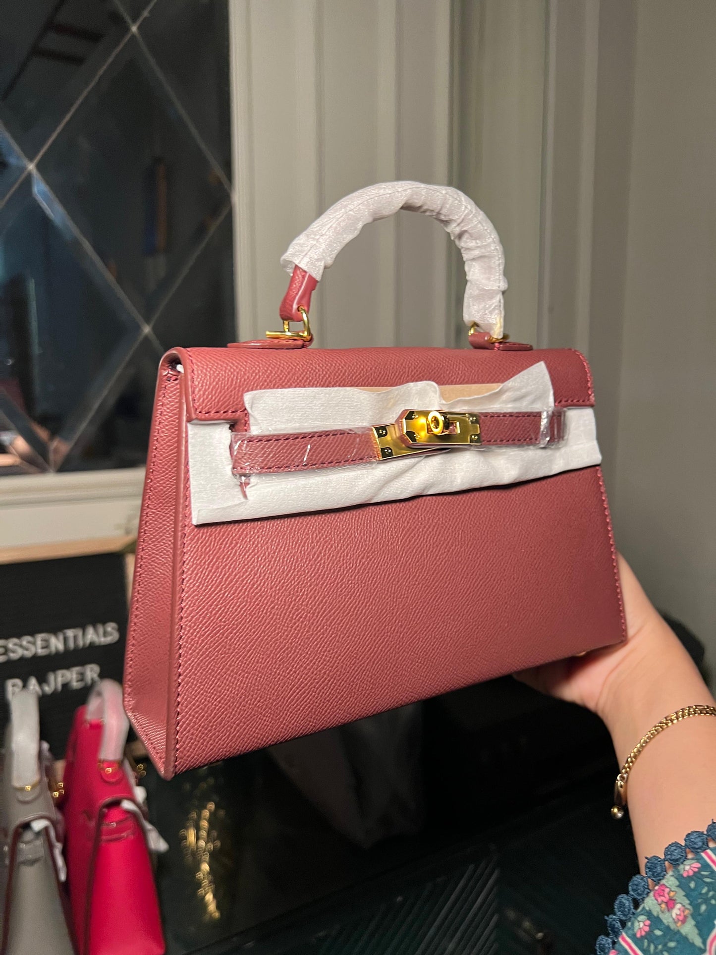Burgundy Mini Kelly Bag (available for immediate delivery)