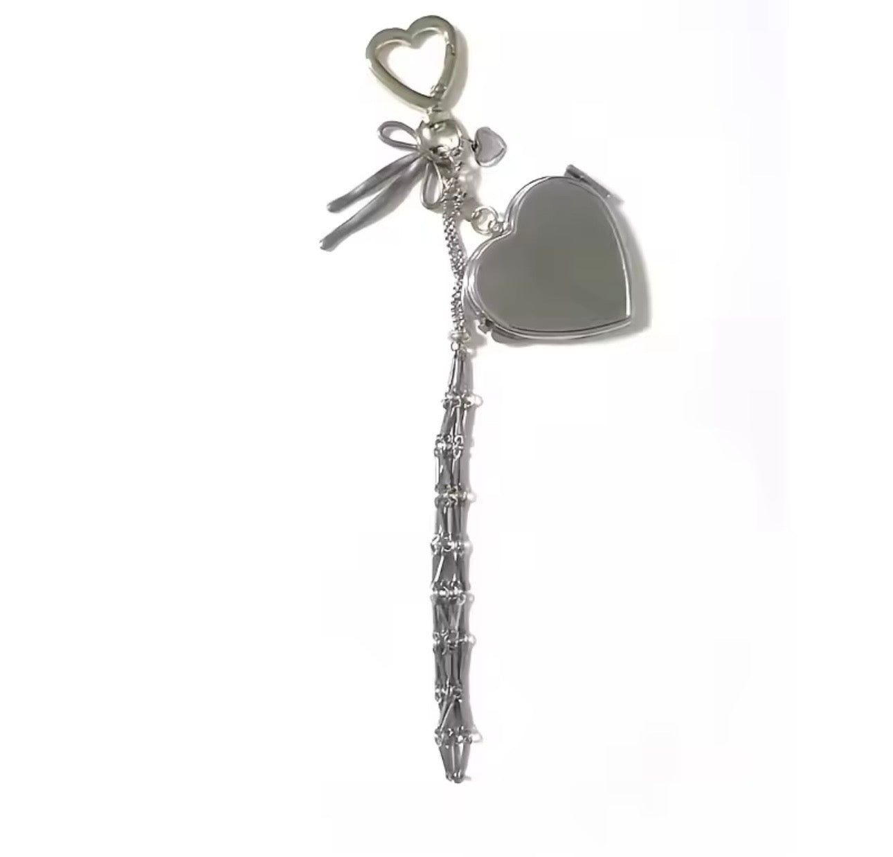 Silver Dior-Inspired Stick Keychain (Heart Design)