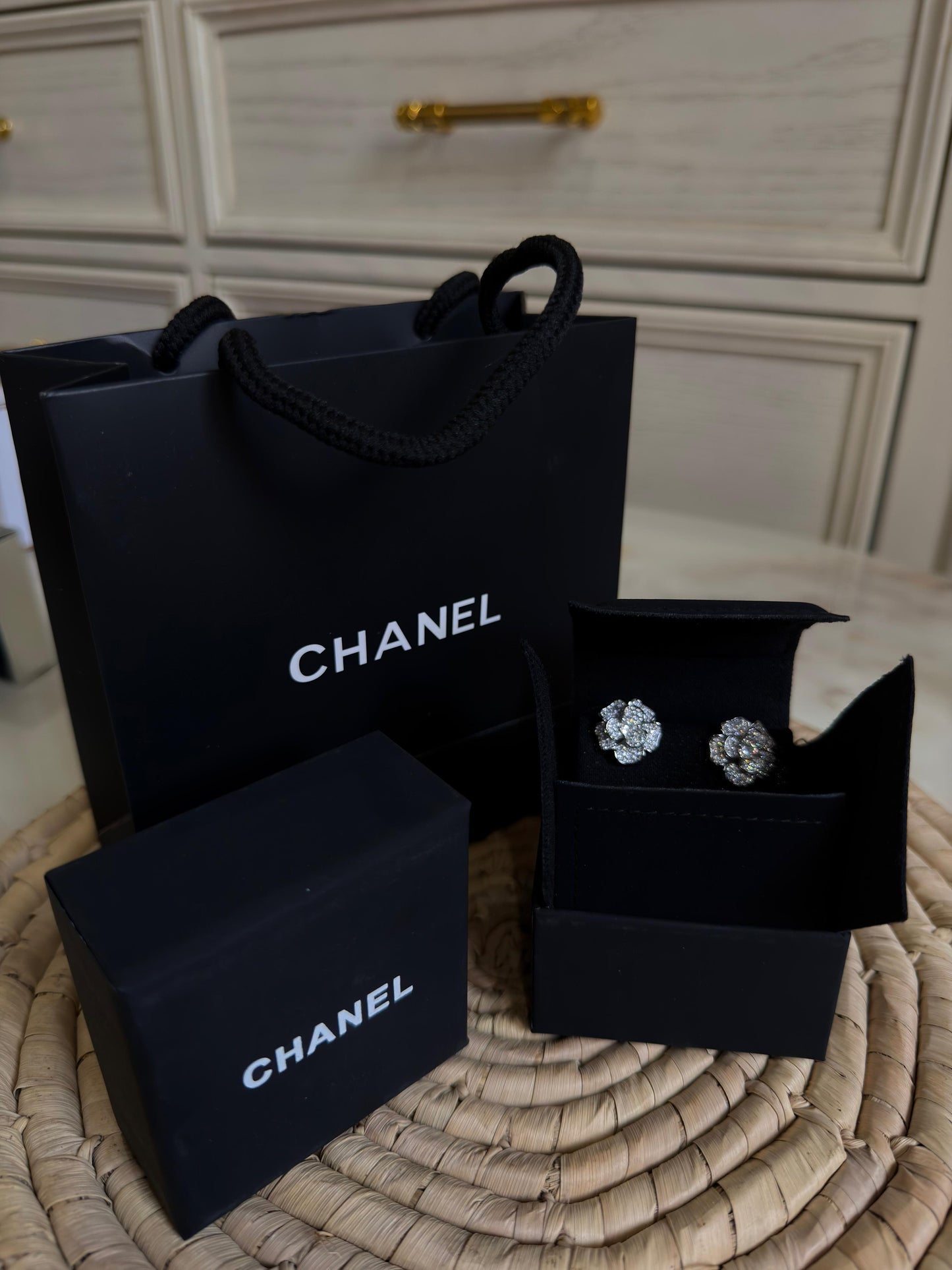 Chanel Camellia Earrings ( with box & proper packaging)