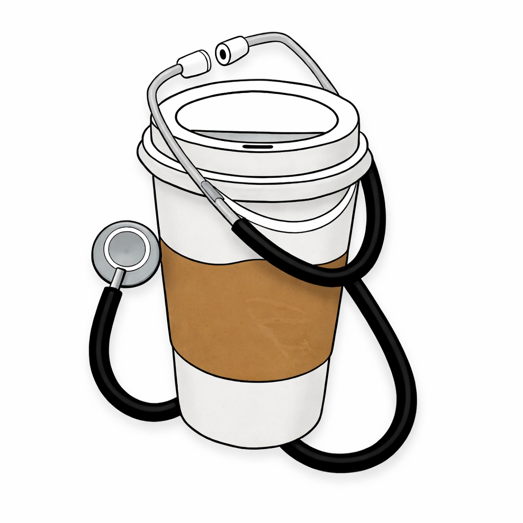 Coffee Cup Doctor Theme Metal Phone Charm Sticker