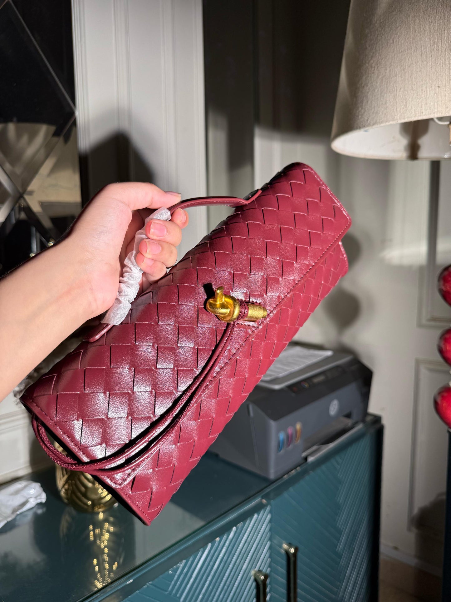 Bottega Veneta Red Vine Long Bag (IMMEDIATE DELIVERY AVAILABLE) (WITH BOX)