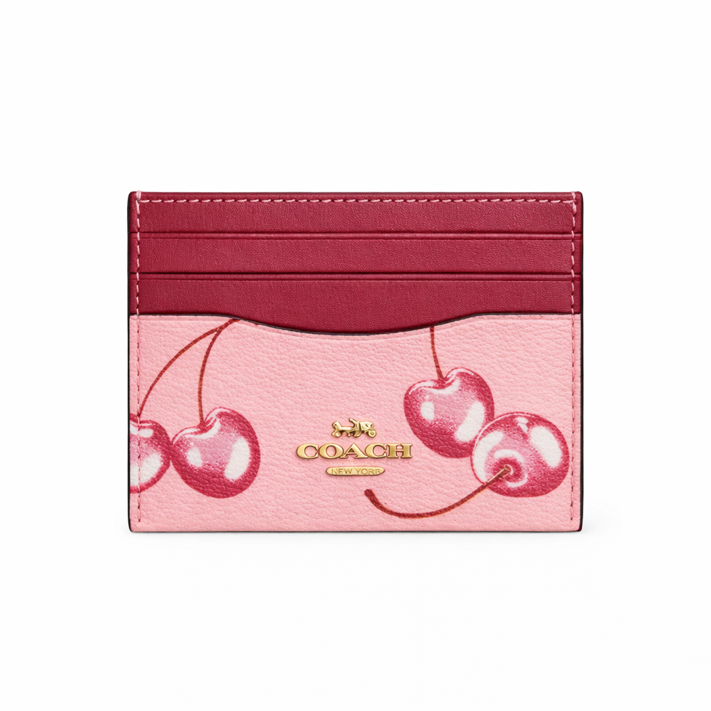 Coach Card Holder – Pink with Cherry Print (IMMEDIATE DELIVERY AVAILABLE)
