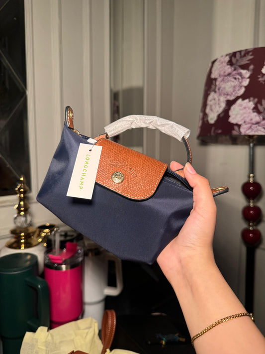 Navy blue long champ bag