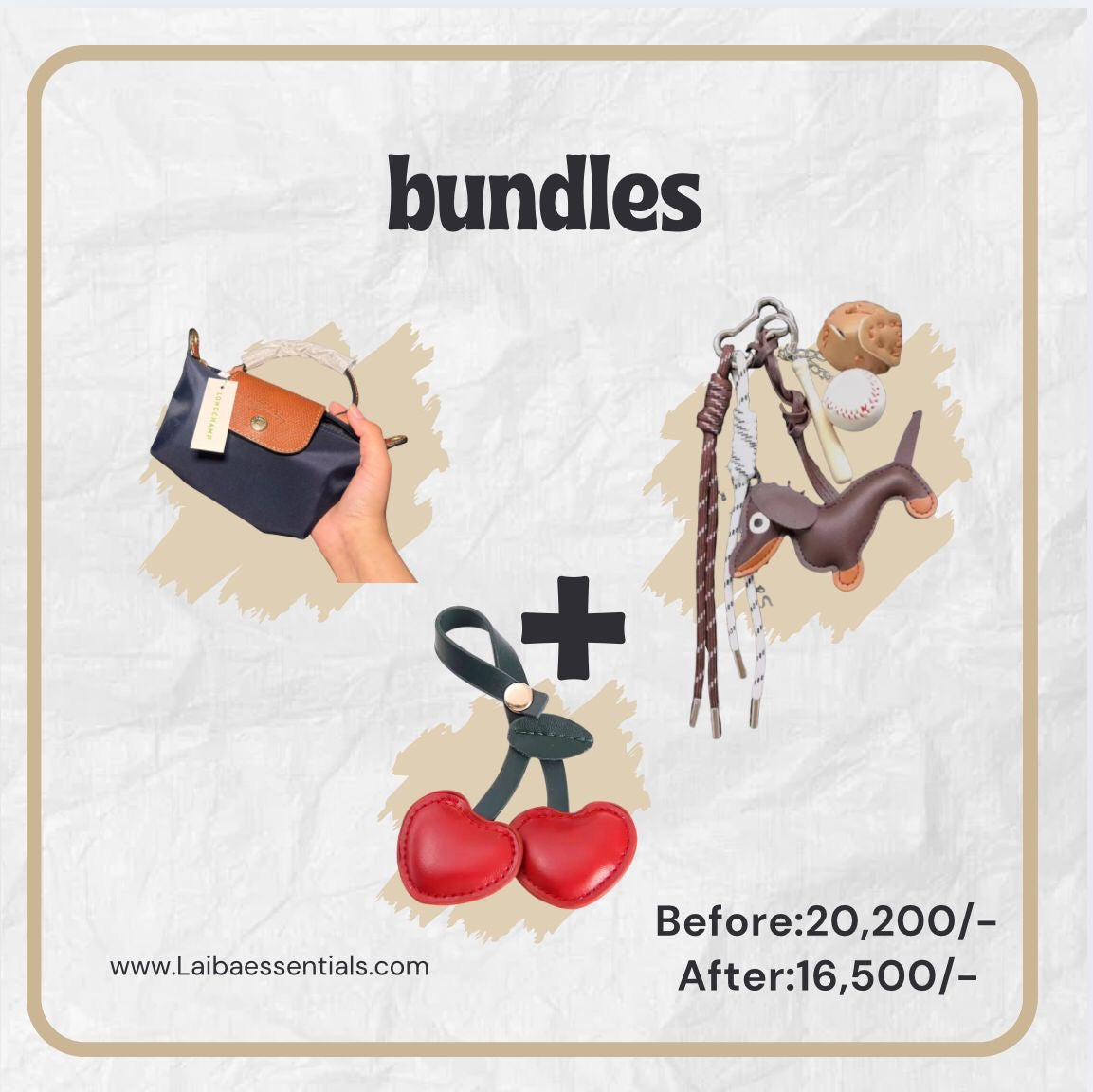 BEIGE LONG CHAMP BAG BUNDLE