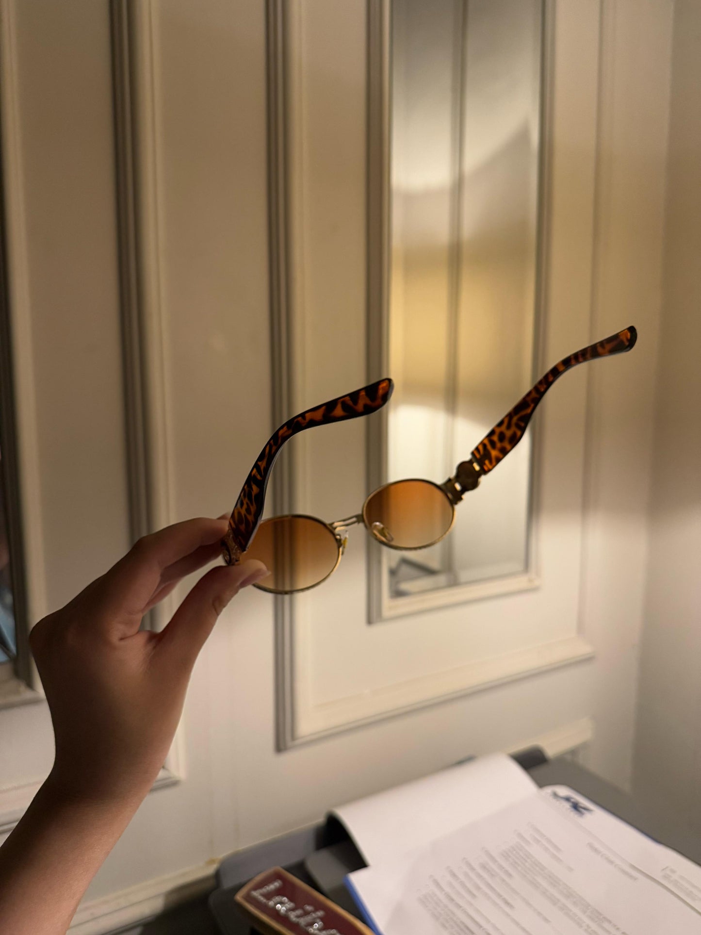 Cheetah print metal frame Versace glasses