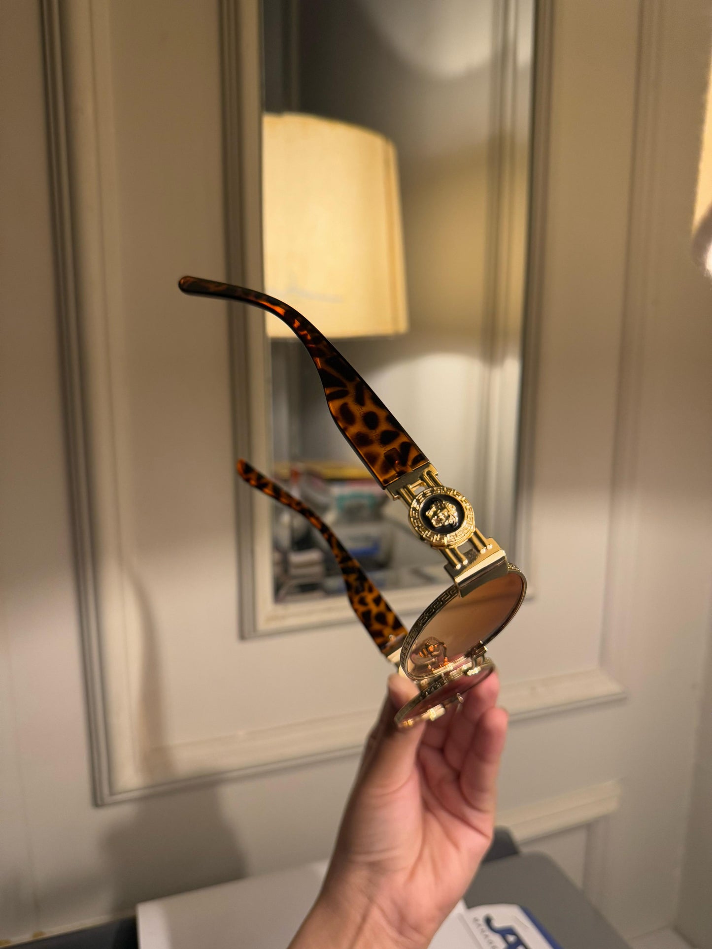 Cheetah print metal frame Versace glasses