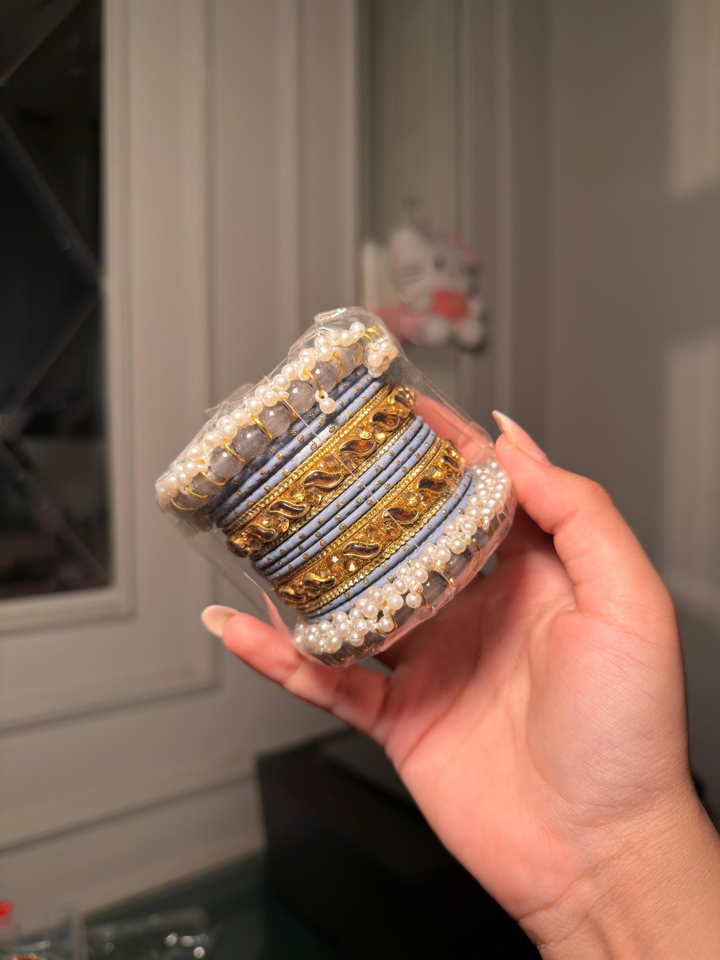 Dul Light Blue Pearl Bangle Set