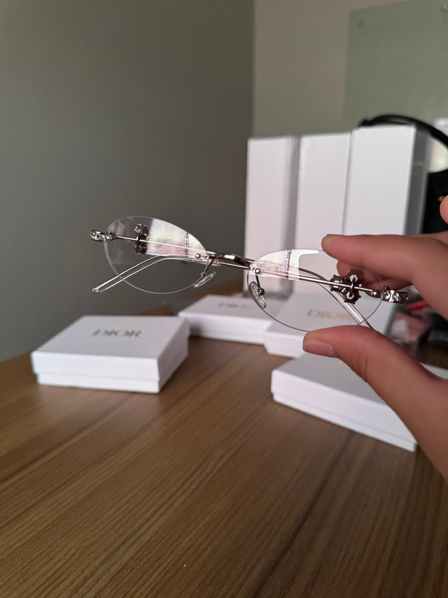 Gentle Monster Floral Rimless Oval Glasses