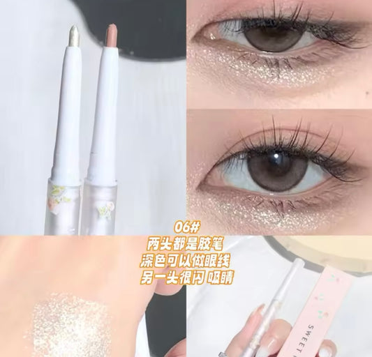 Silver Double Headed Silkworm Pen Glitter Eyeshadow Stick
