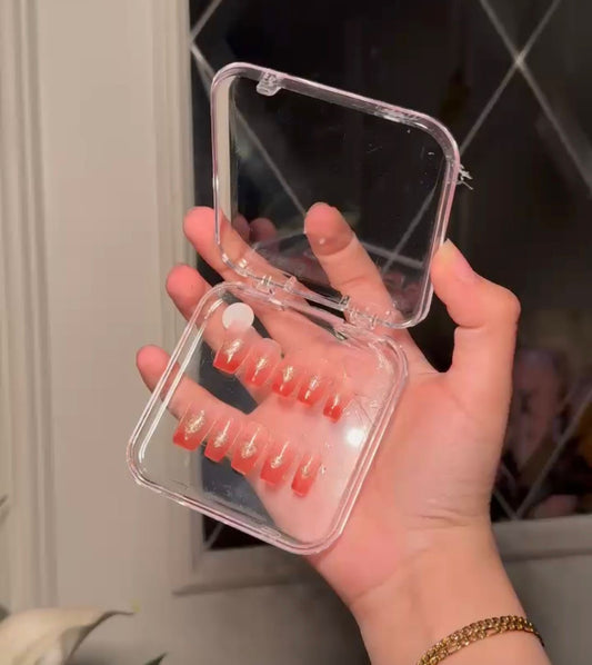 Red ombre hand made nails L6