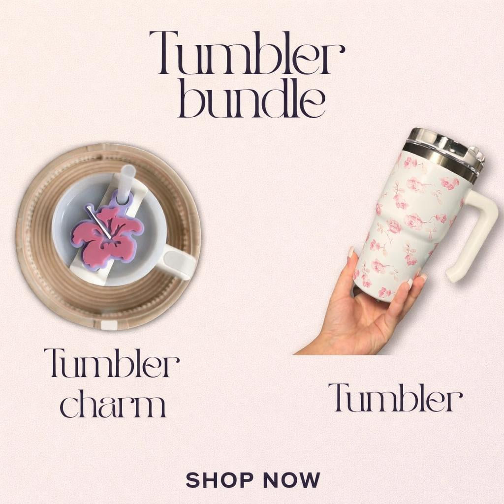 White 20oz Mini printed Stanley Bundle