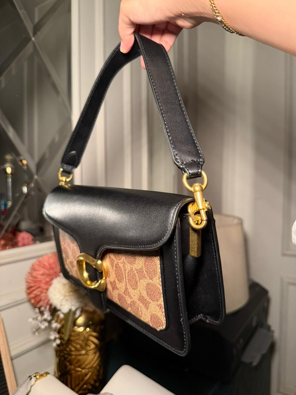 BLACK CANVA TABBY COACH SHOULDER BAG (WITH BOX) (IMMEDIATE DELIVERY AVAILABLE) 26CM