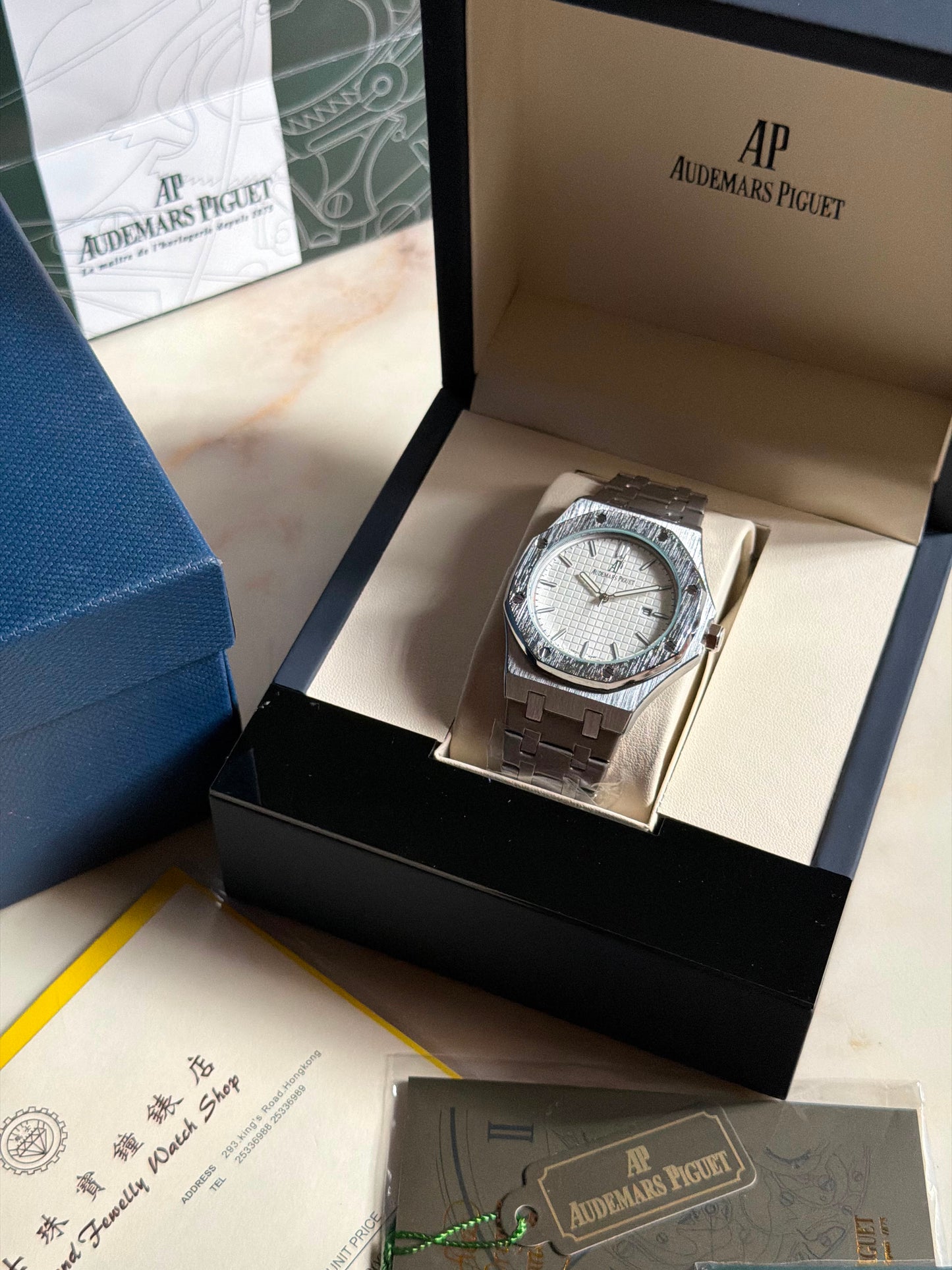 Audemars Piguet Royal Oak Silver Chain White Dial watch(With Box & Proper Packaging)