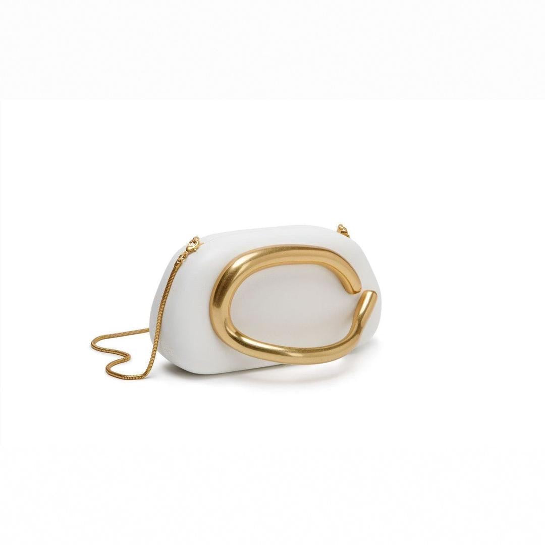 White Zara clutch with golden fastening (own manufactured) (15 to 20 days )