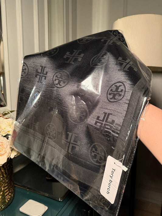 Tory Burch black embossed scarf/ stole