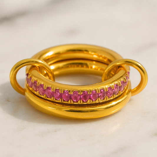 Pink Gold plated gem stone ring (size 7)