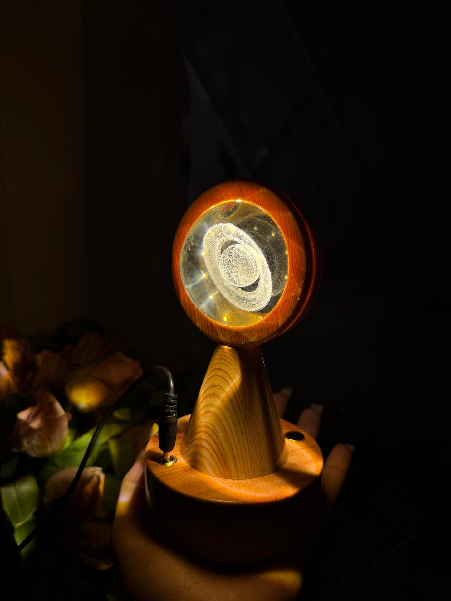 3D crystal ball light universe trio tone lamp