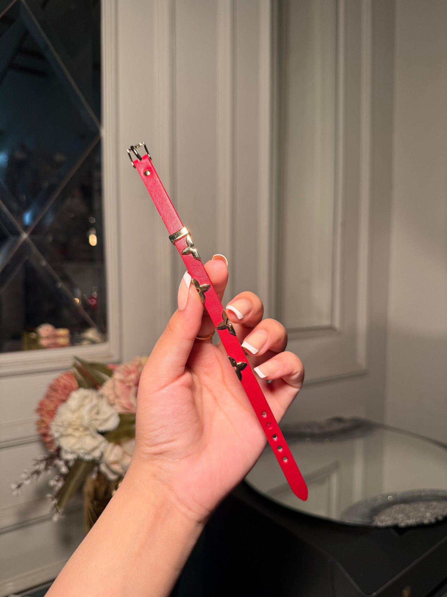 Louis Vuitton Red Monogram Leather Bracelet