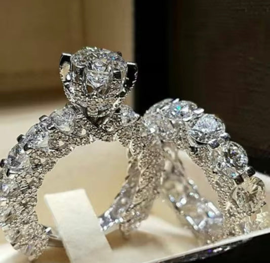 2pcs zircon ring size 7