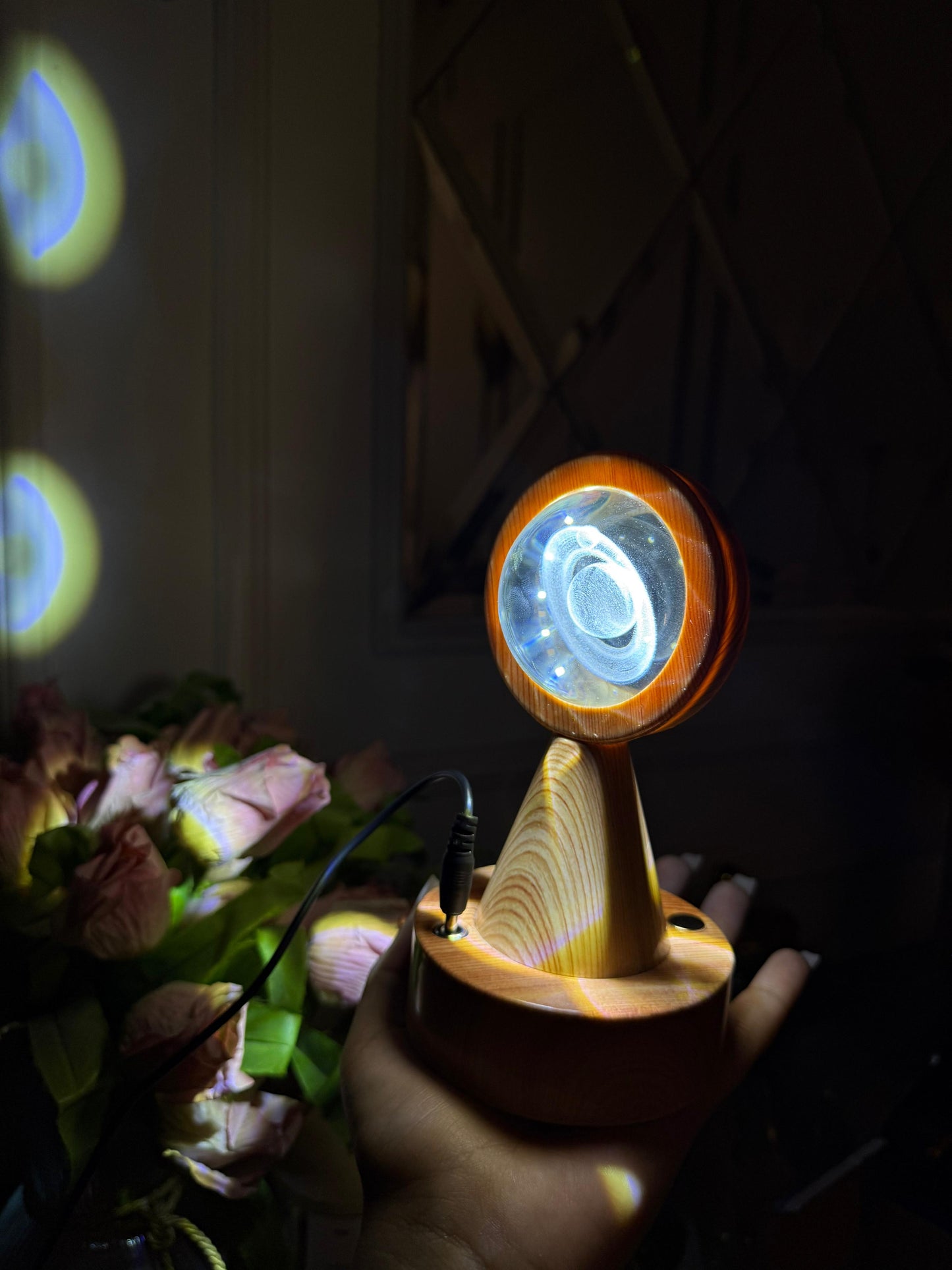 3D crystal ball light universe trio tone lamp