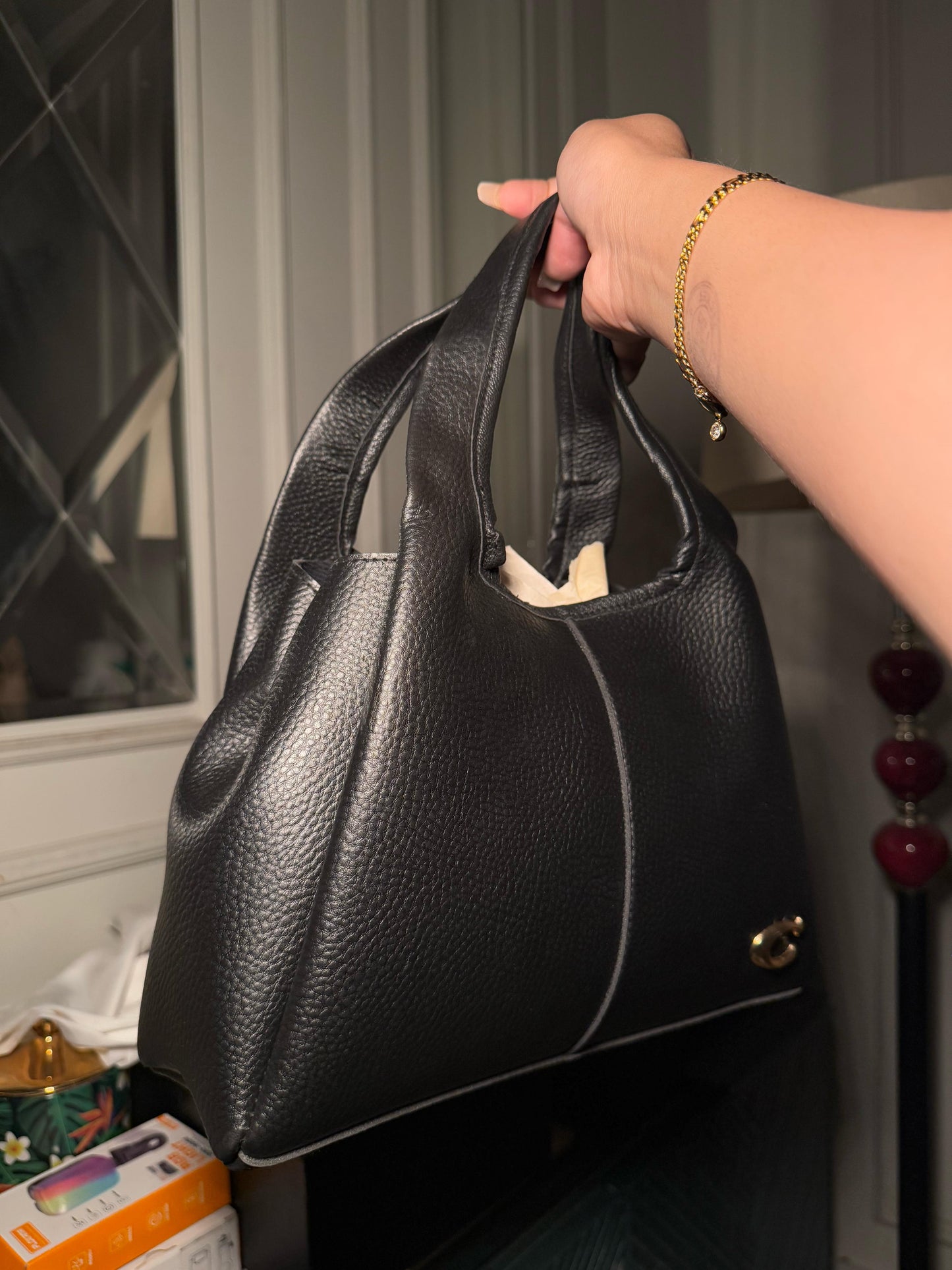 Coach Lana Shoulder Bag 23 In Signature Jacquard black Leather
