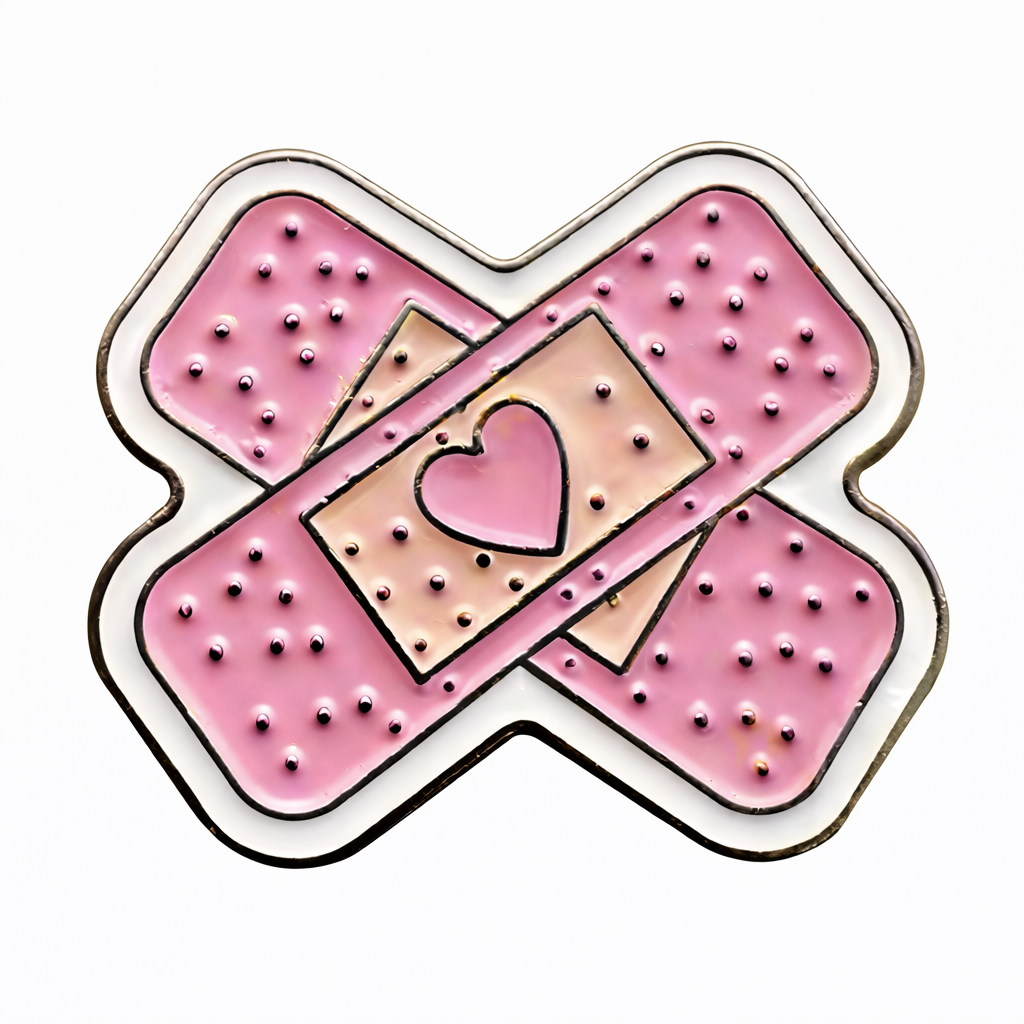 Pink Bandage Heart Metal Phone Charm Sticker