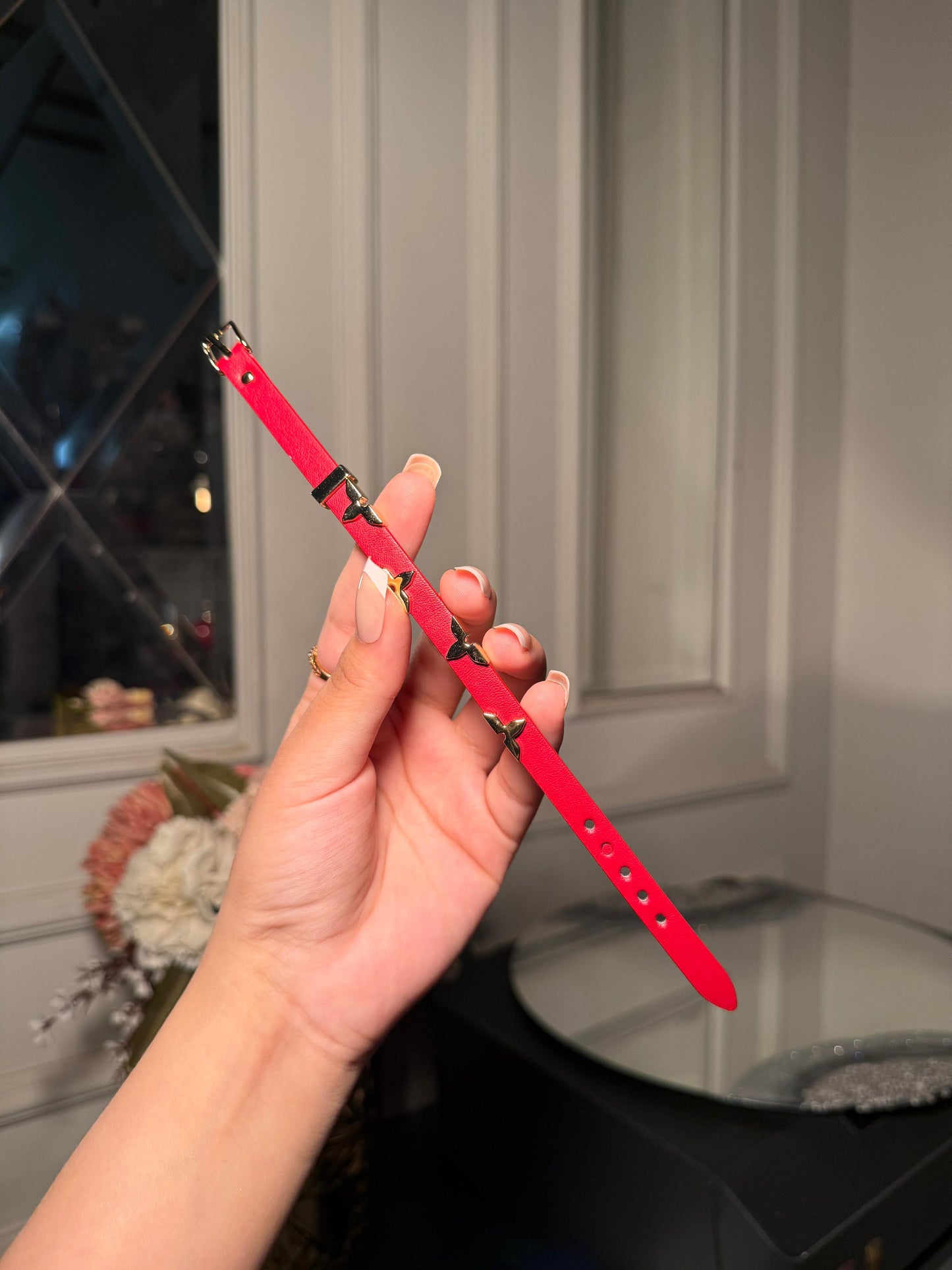 Louis Vuitton Red Monogram Leather Bracelet