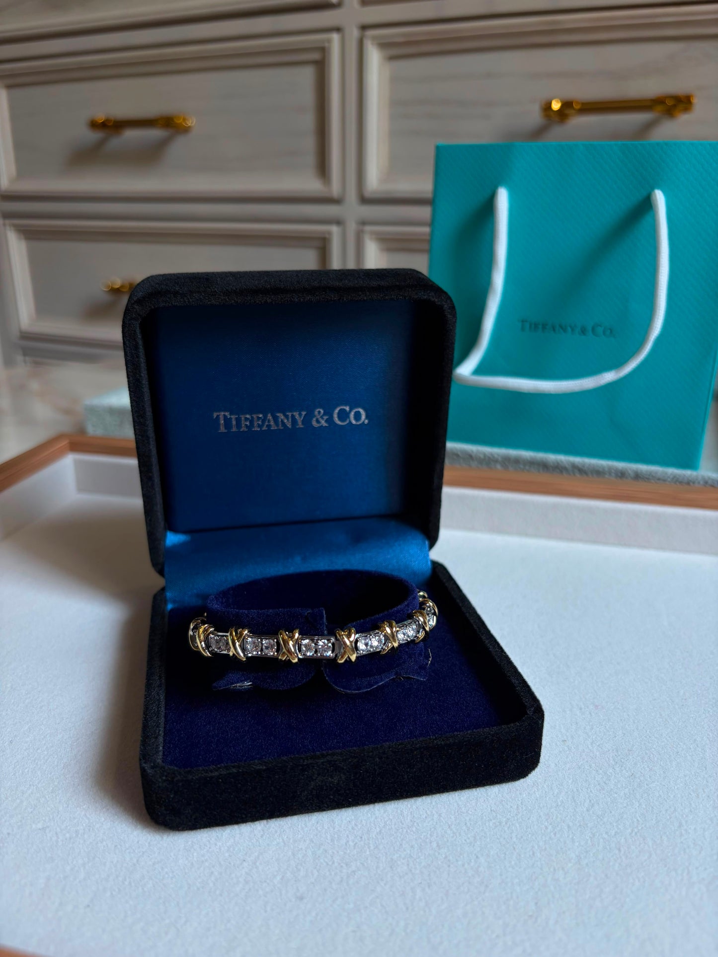 Tiffany & Co. Tiffany Inspired Crystal X Tennis Bracelet(With Box & Proper Brand Packaging)