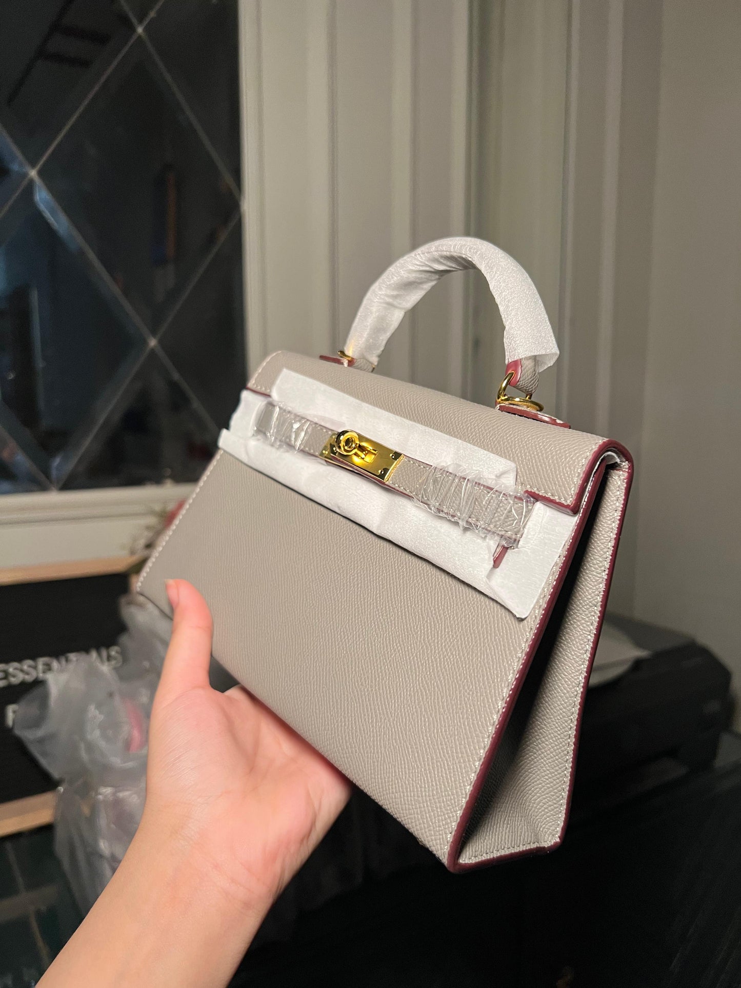 Grey Mini Kelly Bag (available for immediate delivery)