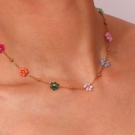 Flower beaded choker