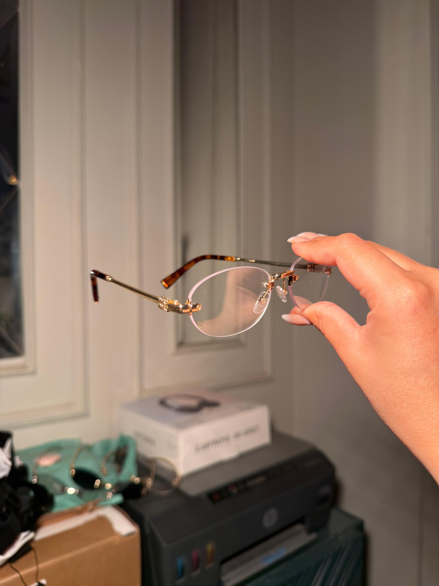 Transparent MiuMiu Metal Frame Glasses