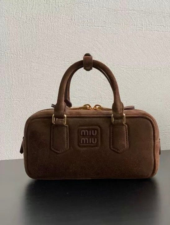 Caramel Brown Miu Miu Leather Mini Top-Handle Bag